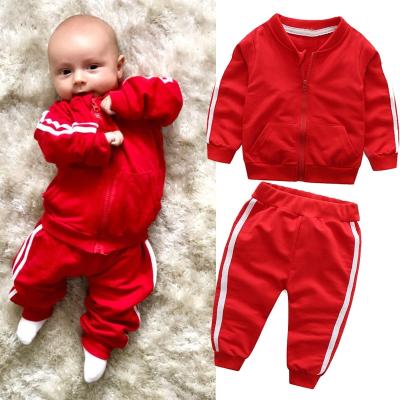 China Casual Spring Autumn Children Boys Girls Sports Clothes Suit Baby Solid Jacket Pants Kids Toddler 2Pcs Cotton Clothing Tracksuits for sale