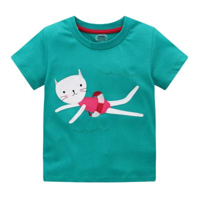 China 2 To 8 Years High Quality Breathable Cotton T-shirts Fashion GirlsTops Embroidery Printing For Kids for sale