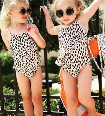 China QUICK DRY Leopard Babies Toddler Swimsuit Ruffled Sleeveless One Piece Beachwear Bathing Suit Swimwear for sale