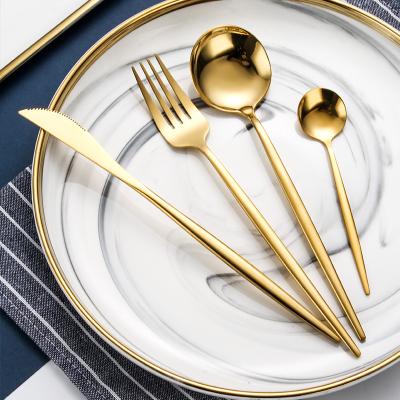 China Viable Reusable Flatware 4pcs Knife Fork Spoon Set Gold Stainless Steel Wedding Flatware Set/Stainless Steel Flatware Set for sale