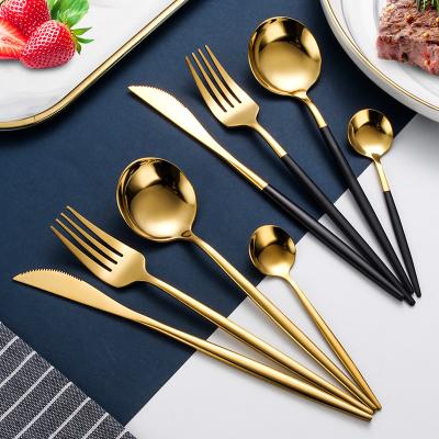 China Viable Cutlery Economical Stainless Steel Flatware Fork Knife Spoon Rose Gold Cutlery Set for sale