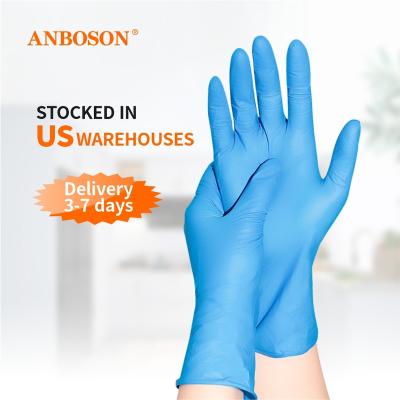 China US Warehouse Free Blue Disposable Micro-contact Examination Touchntuff Blue Nitrile Powder Lab Nursing Medical Gloves for sale