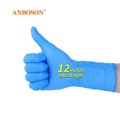 China Anboson Nursing Manufacturers Wholesale 100 Pcs Box 12 Inch Disposable Nitrile Exam Gloves Powder Free Blue Pure Nitrile Gloves for sale