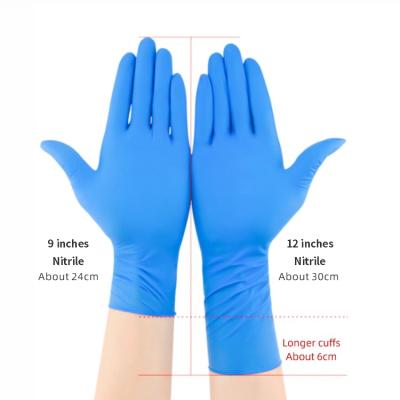 China Anboson Factory Nursing Wholesale Accept OEM Pure Examination Disposable Blue Nitrile Gloves Powder Free Nitrile Gloves 12 Inch for sale