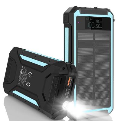 China Outdoor Portable Charging Support 30000mAh Power Charger Flashlight, Solar Panel LED Solar Fast Mobile Battery Charger Waterproof and Dustproof for sale