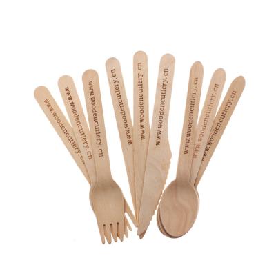 China Hotel Restaurant Birch Sundry Eco-Friendly Disposable Cutlery Wooden Home Good Quality Disposable Cutlery Set for sale