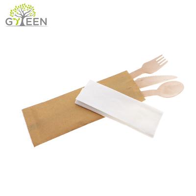 China Home Hotel Restaurant Fork Knife Wooden Spoon Set Disposable Birch Wooden Tableware For Wedding for sale