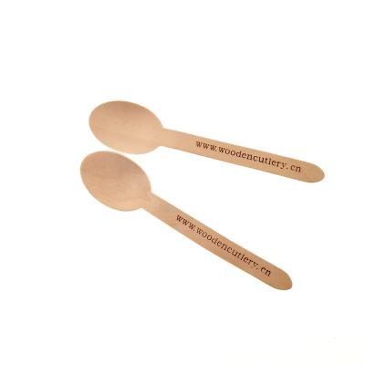 China Home Hotel Restaurant High Quality Custom Bulk Wooden Spoons Biodegradable Disposable Wooden Dessert Spoon for sale