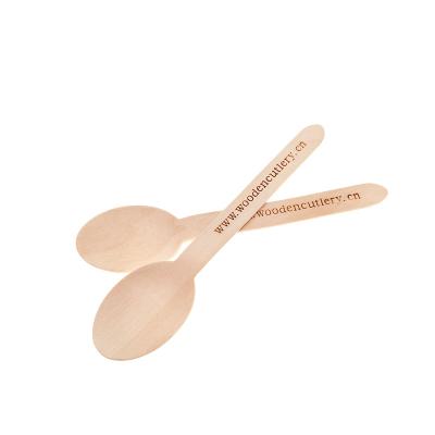 China Hotel Restaurant Wholesale 160MM Home Biodegradable Spoon Disposable Wooden Spoons for sale