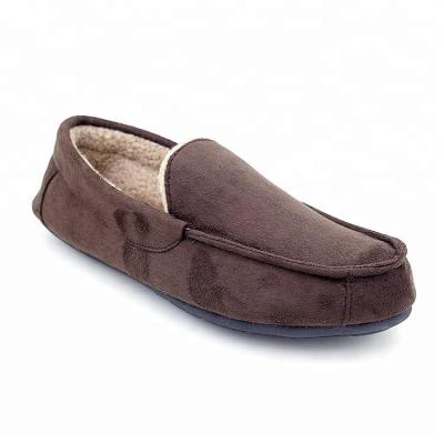 China New Design Plain Knitting Soft Felt Moccasins BROWN Mens Slippers for sale