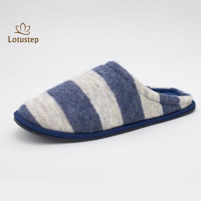 China Winter Lightweight High Quality Soft Mens Custom Stripe Knit Mule Slippers Shoes For Men for sale