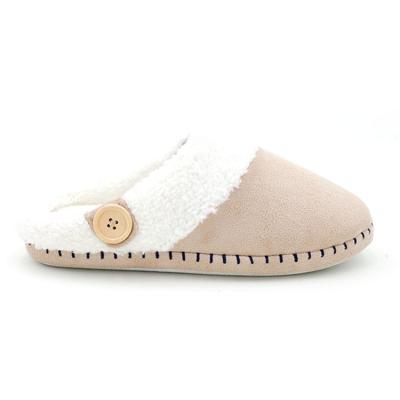 China Kawaii Light Pink Fur Slippers with Pom Poms for sale