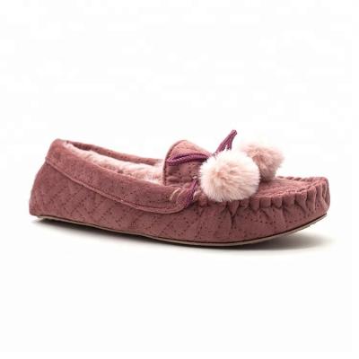 China New Design Indoor High Quality Luxury Ladies Plush Moccasin Fur Moccasin Shoes for sale