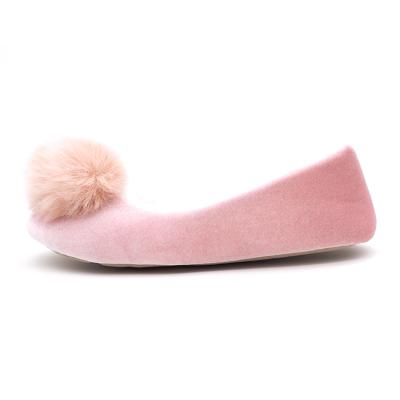 China Wholesale Customized Design Flat Pom Pom Ballerina Slippers For Women Indoor for sale