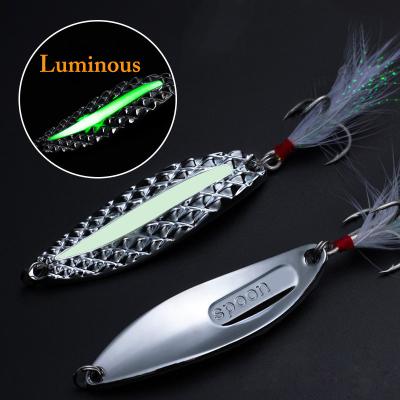 China Luminous Leech Underwater Floating Flashing Light Spinner Spinner Bait Fishing Lure Barred Bass Hard Jigging Trolling Lures Metal Slice Lure Spinnerbait for sale