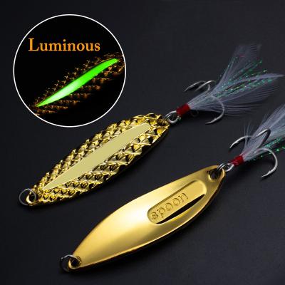 China Luminous Leech Underwater Floating Flashing Light Spinner Spinner Bait Fishing Lure Barred Bass Hard Jigging Trolling Lures Metal Slice Lure Spinnerbait for sale