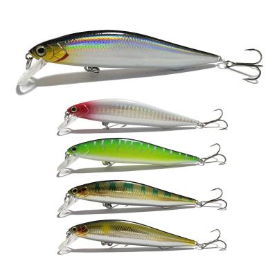 China Mino Swimming Saltwater Bass Trout Cockfish Bait Treble Action 10cm Vivid Fish 14g 5 Colors Hooks Artificial Hard Plastic Jerkbait Minnow Fishing Lures for sale