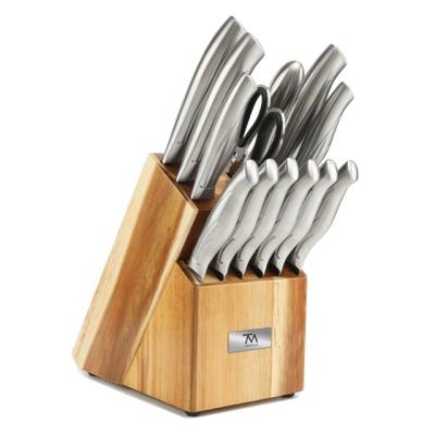 China Durable 14 PCS Stainless Steel Professional Kitchen Knives Set Cooking Chef Knife Set With Wooden Block for sale