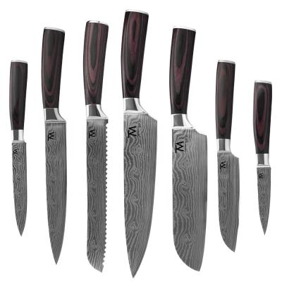 China Viable Professional Stainless Steel 7pcs Kitchen Chef Knife Set Wholesale Customize Cooking Sharp Knife Set for sale