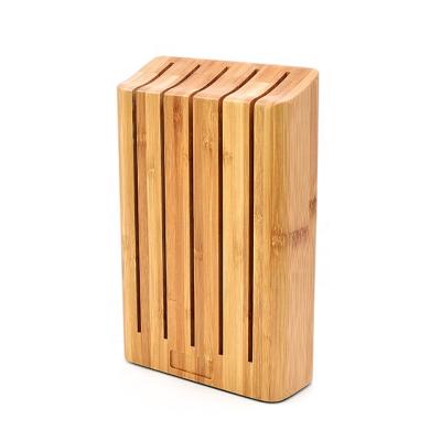 China Chinese Wholesale Straight Bamboo Kitchen Knife Storage Multifunctional Viable Knife Holder Straight Bamboo Wooden Block for sale