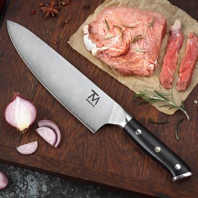 China Stocked Professional Wholesale Custom 8 Inch Stainless Steel Kitchen Knives Wood Handle Cooking Chef Knife for sale