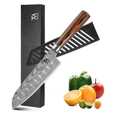 China Customized Chinese Wholesale Cooking Japanese Kitchen Knives Viable 7 Inch Stainless Steel Santoku Knife Cutting for sale