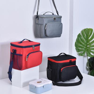 China Wholesale Oxford Cloth + Aluminum Foil Cooler Bag Insulated Eco Friendly Double Compartment Lunch Bag Lunch Bag With Reusable Double Alu Deck for sale