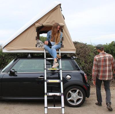 China Extended Type 2022 Custom Aluminum Alloy Pop Up Hard Car Roof Shell Car Tent Cover Rooftop Triangle Tent Shell Camping SUV Top Tent for sale