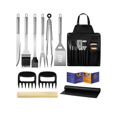 China Camping BBQ BBQ Tool Kit with Handle Case 25pcs BBQ Grill Accessories Wooden Tool Kit 30 Pcs Wood BBQ Tool Kit for sale