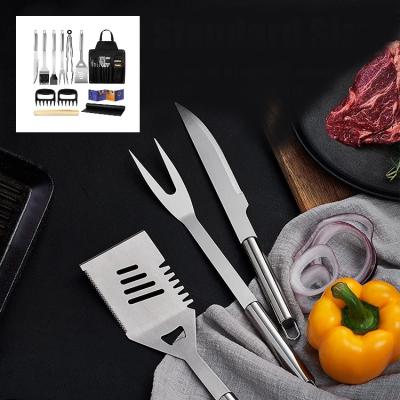 China Camping BBQ 5pcs BBQ Grill Stainless Steel Tool Kit with 3 Knife Portable BBQ Tools 5 Piece BBQ Tool Kit for sale