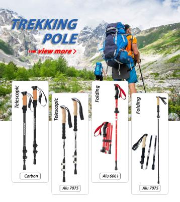 China Lightweight 7075 Aluminum Mountaineering EVA Cork Handle 2pc Folding Folding Canes Trekking Stick for Elders Men for sale