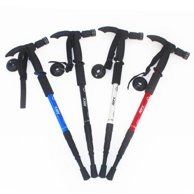 China Good Selling Support Walking Led Walking Stick Aluminum Alloy With Handle Four Sections Compass Curved Orthopedic Walking Stick for sale