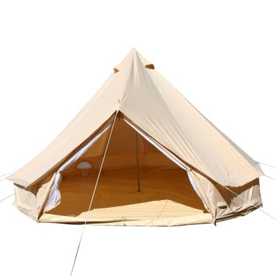 China Straight Tying Type Most Popular 4m 5m 6m Cotton Canvas Bell Tent For Glamping Waterproof Cotton Canvas Bell Tent for sale