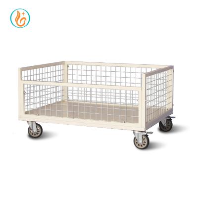 China Easy Storage Mobile Customized Garment Factory Cloth Half Size Mesh Textile Trolley for sale