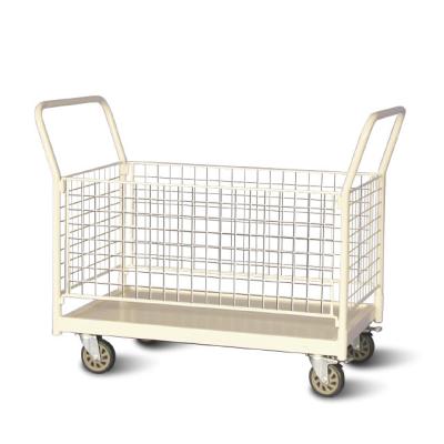 China Delivery Metal Material Container Wire Mesh Trolley With Wheels for sale