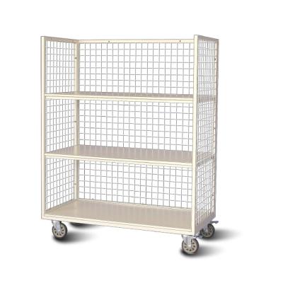 China High Quality Garment Factory Cloth Loose Process Three-Shelf Mesh/Round Pipe Cutting Piece Trolley Cloth Carts For Garment Factory for sale