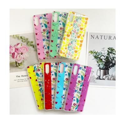 China Tpu Bling Flower Heart Small Shockproof Acrylic Epoxy Transparent Design Painted Mobile Phone Case for sale