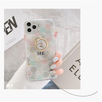 China Hot Sale Gold Foil Designer Luxury Epoxy Bling Marble Phone Case Shockproof With Ring Holder For Iphone Case for sale