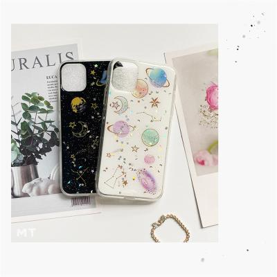 China Shockproof Black UV Epoxy Color Drawing Stars Moon Custom Colored Drawing Girly Phone Case For Vivo Y11 for sale