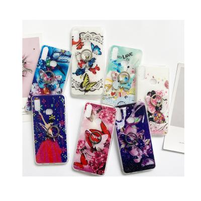 China Custom Patterned Designer Epoxy Acrylic Shockproof Cover Sustainable Luxury Plating Tpu Finger Ring Phone Case for sale