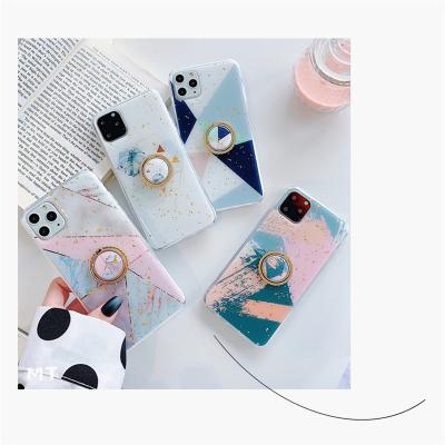 China Shockproof Custom Printed Bling Luxury Luxury Ring Holder Marble Phone Case Plating For Iphone 13 Case for sale