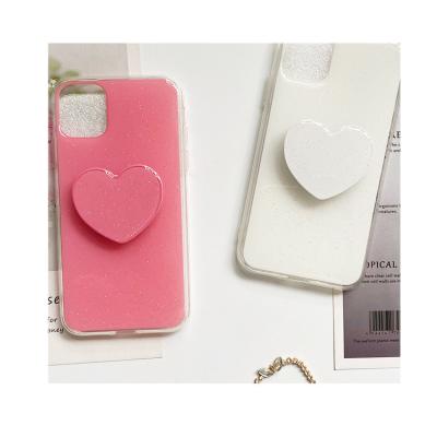 China Gold Foil Heart Design Epoxy Resin Shockproof Mobile Phone Back Case For Iphone 13 Pro Cover 11 Case With Stand for sale