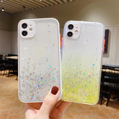 China Bling Glitter Shine TPU Epoxy Resin Shockproof Translucent Shockproof Phone Case For I phone 13 pro Max Case for sale