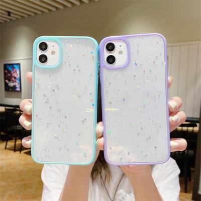 China Transparent Soft Candy Shockproof Glitter Epoxy Resin Soft Phone Case New For Iphone 11 12 13 14 for sale