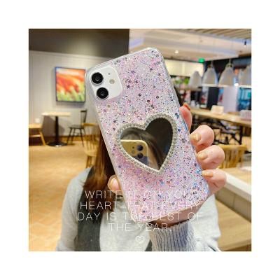 China Shockproof Epoxy Glitter Cover Makeup Glitter Mirror Luxury Square Back Cover Mobile Phone Case For Redmi 9i for sale