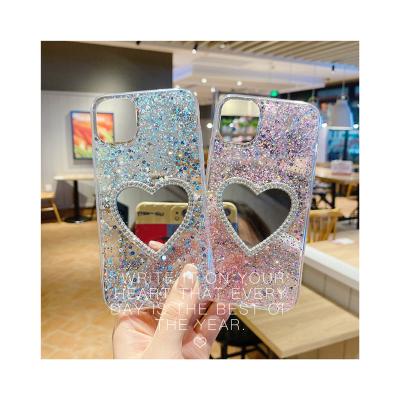 China Luxury Makeup Shockproof Epoxy Glitter Cover Glitter Phone Case For Samsung Galaxy A03s Mirror Phone Case for sale