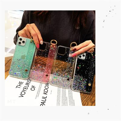 China Epoxy Camera Lanyard Display Stand Phone Case Glitter Sparkle Shockproof Rope Strap for Iphone 13 pro max for sale