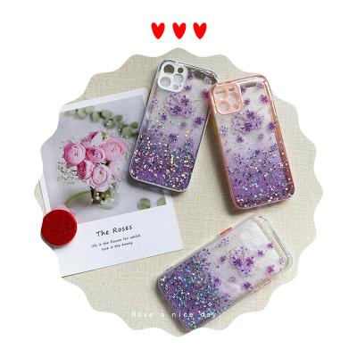 China Epoxy Shockproof Translucent Drop Resistant Glitter Phone Case For Iphone 13 pro Max Clear Case With Butterfly for sale