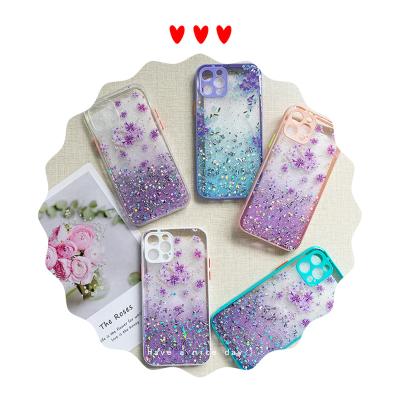 China Glitter Flowers Resin Mold Shockproof Translucent Epoxy Drop Resistant Phone Case For Iphone 13 Case Kwaii for sale