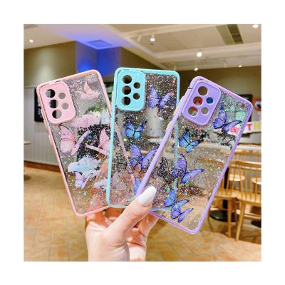 China Custom UV Shockproof White Butterfly Image Glitter Glitter Printing Epoxy Phone Cases For Iphone 13 12 pro max for sale